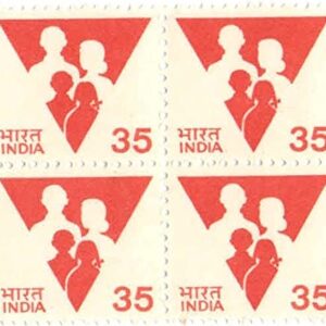 India 1987 Family Planning 35 P 7TH Definitive Block of 4 Stamps Mint Non HINGED