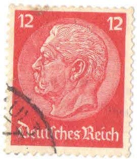 Germany 1933 Second Reich - Paul VON Hindenburg 12 pf Stamp (Used) D