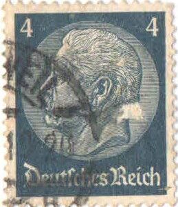 Germany 1933 Second Reich - Paul VON Hindenburg 4 pf Stamp (Used) A