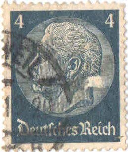 Germany 1933 Second Reich - Paul VON Hindenburg 4 pf Stamp (Used) A