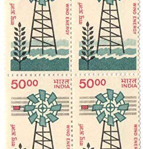 India 1986 Wind Energy Windmill 7TH Definitive Series Block of 4 Stamps Mint UNHINGED