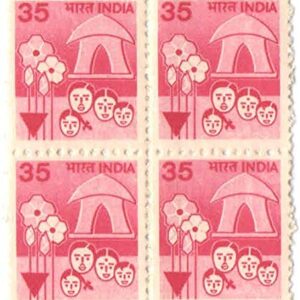 India 1982 Family Planning 35 P Definitive Block of 4 Stamps Mint Non HINGED