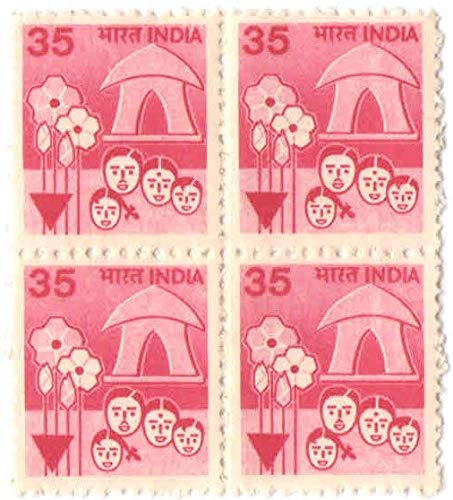 India 1982 Family Planning 35 P Definitive Block of 4 Stamps Mint Non HINGED