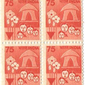 India 1990 Definitive Family Planning 75P Block of 4 Stamps Mint Non HINGED