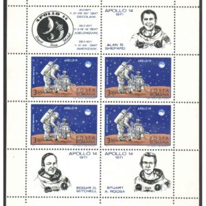 Romania 1971 Apollo-14 Miniature Sheet MS of 4 Postage Stamps for Collection,Multicolor