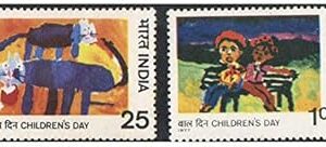 India 1977 Children's Day ( Cats - Friends ) Set of 2 Stamps Mint Never Hinged