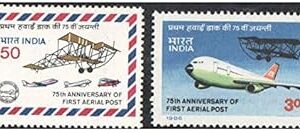 India 1986 75th Anniversary of First Aerial Post Air Mail Flight ( Airmail Flight ) Set of 2 Postage Stamps Mint Unhinged