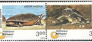 India 2000 MILIPEX-2000 - Endangered Species ( Batagur Baska Turtle & - Olive Ridley Turtle ) Se-Tenant Pair of Postage Stamps Mint Unhinged