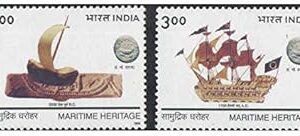 India 1999 Maritime Heritage ( 2200 BC Terracotta Model Boat & Indus Seal - 1700 AD Ghurab Sailing Ship & Lead Coin ) Set of 2 Stamps Mint Unhinged