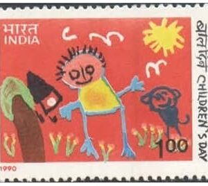 India 1990 Children's Day (Doll & Cat) Postage Stamp Mint Unhinged
