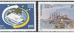 India 1993 INPEX 93 Calcutta ( Speed Post - Custom House, Wharf Calcutta ) Set of 2 Stamps Mint Unhinged