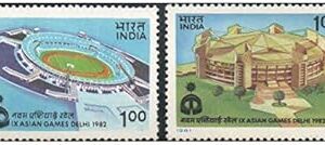 India 1981 IX Asian Games Delhi - Indraprastha Stadium & Nehru Stadium Delhi - Set of 2 Postage Stamps Mint Unhinged