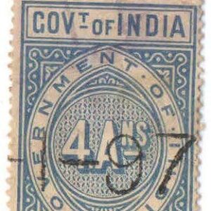 British India Four Annas Electric Telegraph Stamp