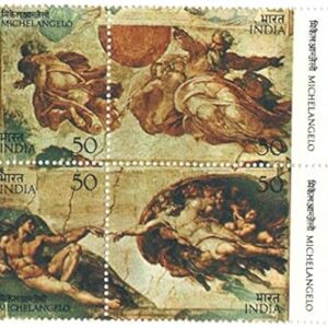 India 1975 Michelangelo Buonarroti Se-Tenant Block of 4 Stamps Mint Unhinged