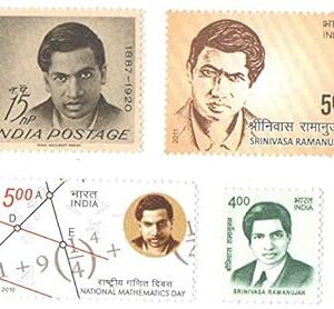 India 1962 - 2016 Srinivasa Ramanujan ( Srinivas Ramanujam ) Set of 4 Different Stamps Mint Unhinged