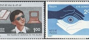 India 1987-100 Years of Service to The Blind - Set of 2 Mint Never Hinged Postage Stamps