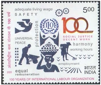 India 2020 Centenary of International Labour Organization (ILO) Postage Stamp Mint Unhinged Multicolor