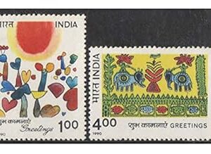 India 1990 Greetings Set of 2 Stamps Mint Unhinged