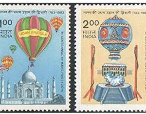 India 1983 Bi-Centennial of Man's First Flight (Udan Khatola - Hot air Balloon & Taj Mahal & Montgollfierr Balloon) Set of 2 Stamps Mint Unhinged