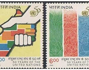 India 1995 50 Years of The United Nations ( Handshake - Work On UN Agencies ) Set of 2 Stamps Mint Unhinged