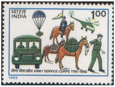 India 1992 Army Service Corps Postage Stamp Mint Unhinged