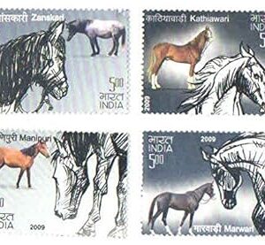 India 2009 Breeds of Horses of India KATHIAWARI MANIPURI MARWARI ZANSKARI Set of 4 Stamps Mint Non HINGED