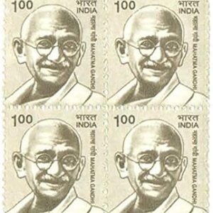 India Builders of Modern India Mahatma Gandhi Definitive Stamp 10TH Series Block of 4 Stamps Mint Non HINGED