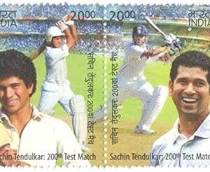 India Postage 2013 Sachin TENDULKAR 200 th Test Match - Se-Tenant Pair of Two Stamps MNH
