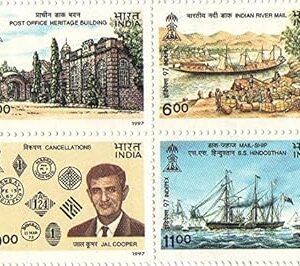 India 1997 Indepex 97 Post Office Theme - Block of 4 se-Tenant Stamps Mint Unhinged