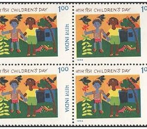 India 1994 Children's Day - Block of 4 Postage Stamps Mint Unhinged