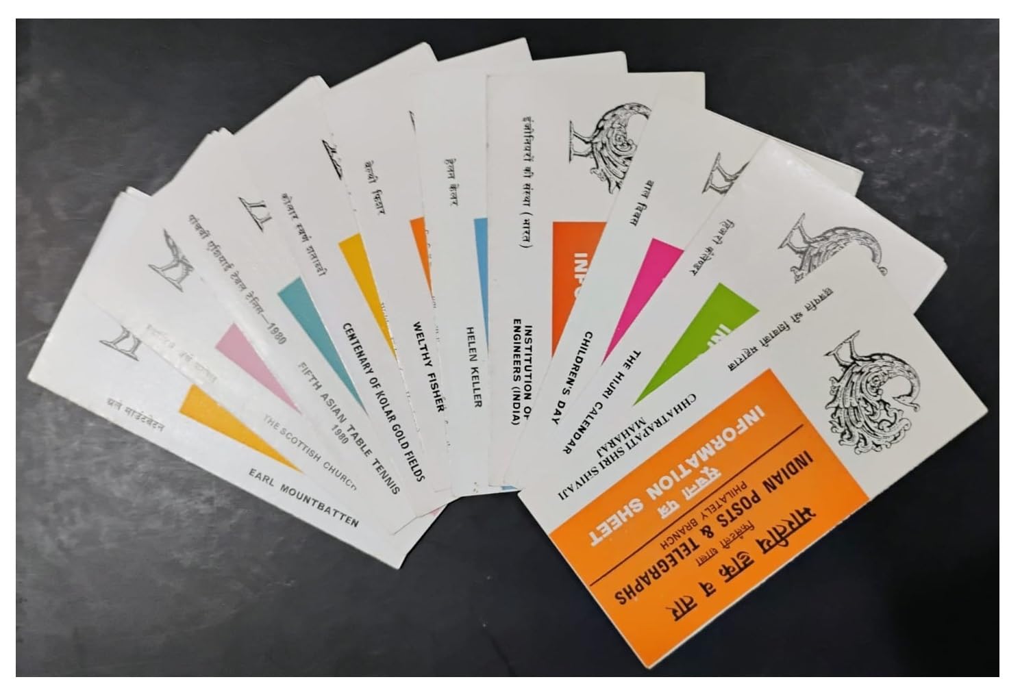 India 1980 Set of 10 Postal Brochures (Information Sheets) UNSTAMPED - Multicolor (Set-B)