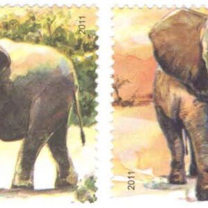 India 2011 2ND Africa India Forum Summit Postage Stamp African Elephant & Indian Elephant (Set of 2 Stamps) MNH