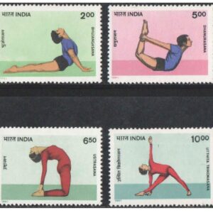 India 1991 Yogasana (Bhujangasana - Dhanurasana - Ustrasana - Utthita Trikonasana) Set of 4 Stamps Mint Unhinged