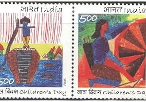 India 2006 Children's Day - Se-Tenant of 2 Postage Stamps Mint Unhinged