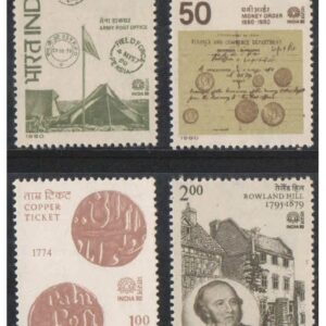 India 1980 International Stamp Exhibition 3rd Issue (Army Post Office - Money Order - Copper Ticket - Rowland Hill) Set of 4 Stamps Mint Unhinged