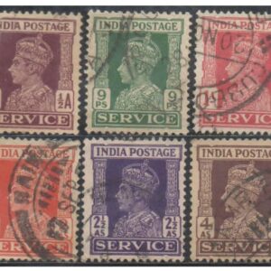 British India 1939 King George VI - Service - Set of 10 Used Stamps for Collection