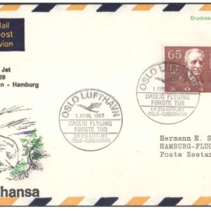 1969 First Flight Cover - (01 April 1969) - Oslo (Norway) to Hamburg (Germany) - for Stamp, philatelic Collection (A)