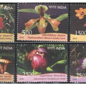 India Postage 2016 - Orchids of India - Set of 6 Postage Stamps Mint Never Hinged