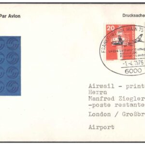 1976 First Flight Cover - (01 April 1976) - Frankfurt (Germany) to London (U.K.) - for Stamp, philatelic Collection