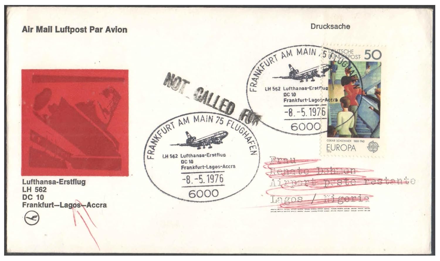 1976 First Flight Cover - (08 May 1976) - Frankfurt (Germany) to Accra (Ghana) - for Stamp, philatelic Collection (A)