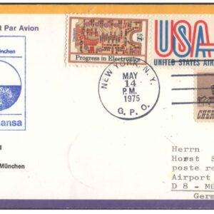 1975 First Flight Cover - (14 May 1975) - NEW YORK (USA) to Munich (Germany) - for Stamp, philatelic Collection (A)