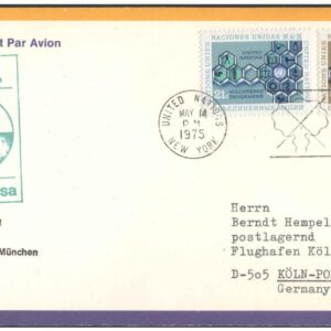 1975 First Flight Cover - (14 May 1975) - NEW YORK (USA) to Munich (Germany) - for Stamp, philatelic Collection (B)