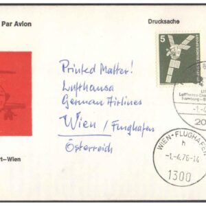 1976 First Flight Cover - (01 April 1976) - Frankfurt (Germany) to Vienna (Austria) for Stamp, philatelic Collection
