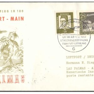 1963 First Flight Cover - (01 December 1963) FRANFURT (Germany) to LAS Palmas (Spain) - for Stamp, philatelic Collection