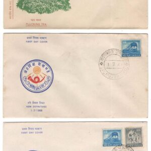 India 1965 & 1966 Set of 3 FDC (First Day Covers with 4 Definitive Postage Stamps) Multicolor