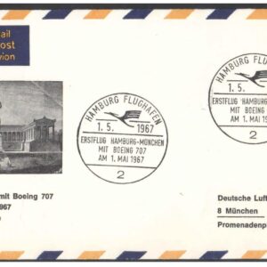 1967 First Flight Cover - (01 May 1967) Hamburg (Germany) to Munich (Germany) - for Stamp, philatelic Collection