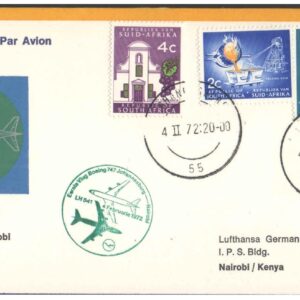 1972 First Flight Cover - (04 February 1972) - Johannesburg (South Africa) to Nairobi (Kenya) - for Stamp, philatelic Collection