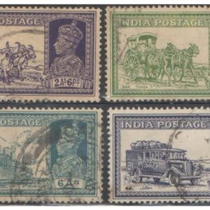 British India 1937-1940 King George VI - Various Modes of Mail Transport -Complete Set of 8 Used Postage Stamps