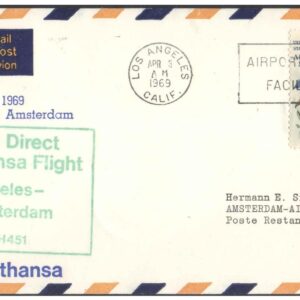 1969 First Flight Cover - (03 April 1969) - Los Angeles (USA) to Amsterdam (Netherlands) - for Stamp, philatelic Collection