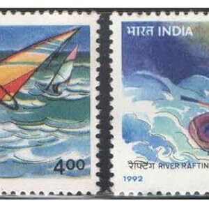 India 1992 Adventure Sports (Set of 4 Stamps) Hang Gliding - Wind Surfing - River Rafting - Skiing Mint Unhinged